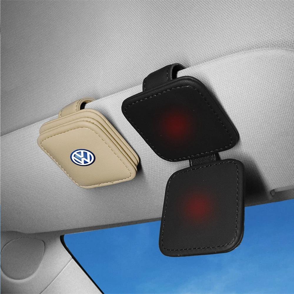 Car Glasses Holder Sun Visor Sunglasses Clip Card Accessories Valve Cap For VW Golf Amarok T5 Phaeton Teramont ID3 Tiguan T-Cros zl6