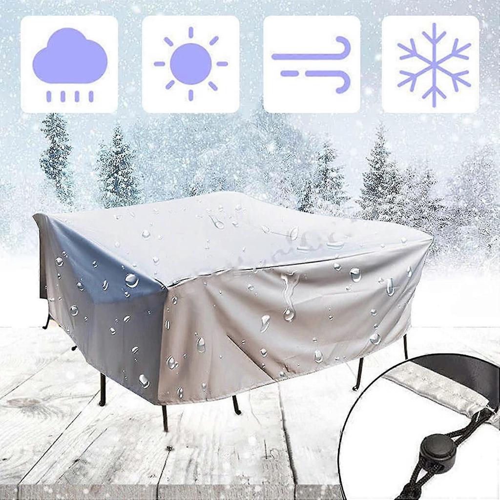 Garden Furniture Cover, 210D Rectangular Waterproof Furniture Cover with Drawstring for Garden Furniture Patio Table Furniture Cover Silver,115*115*70