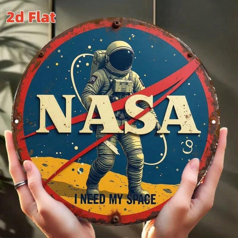 Винтажная жестяная табличка 2D Плоский Астронавт Исследование Космоса Памятный значок Космические технологии Дисплей
