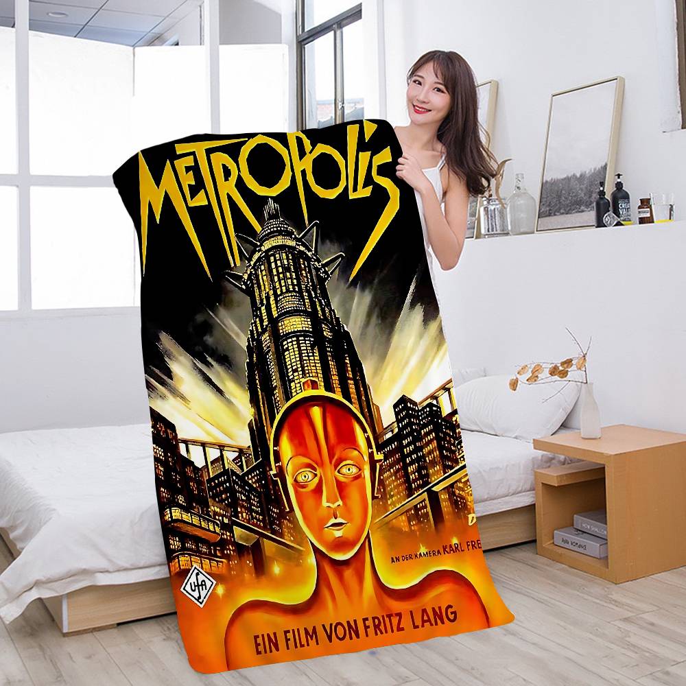 Vintage 80s Metropolis Movie Microfiber Beach Towel Absorbent Quick dry Soft Yoga Swimming Resort Mountain Climbing Towel