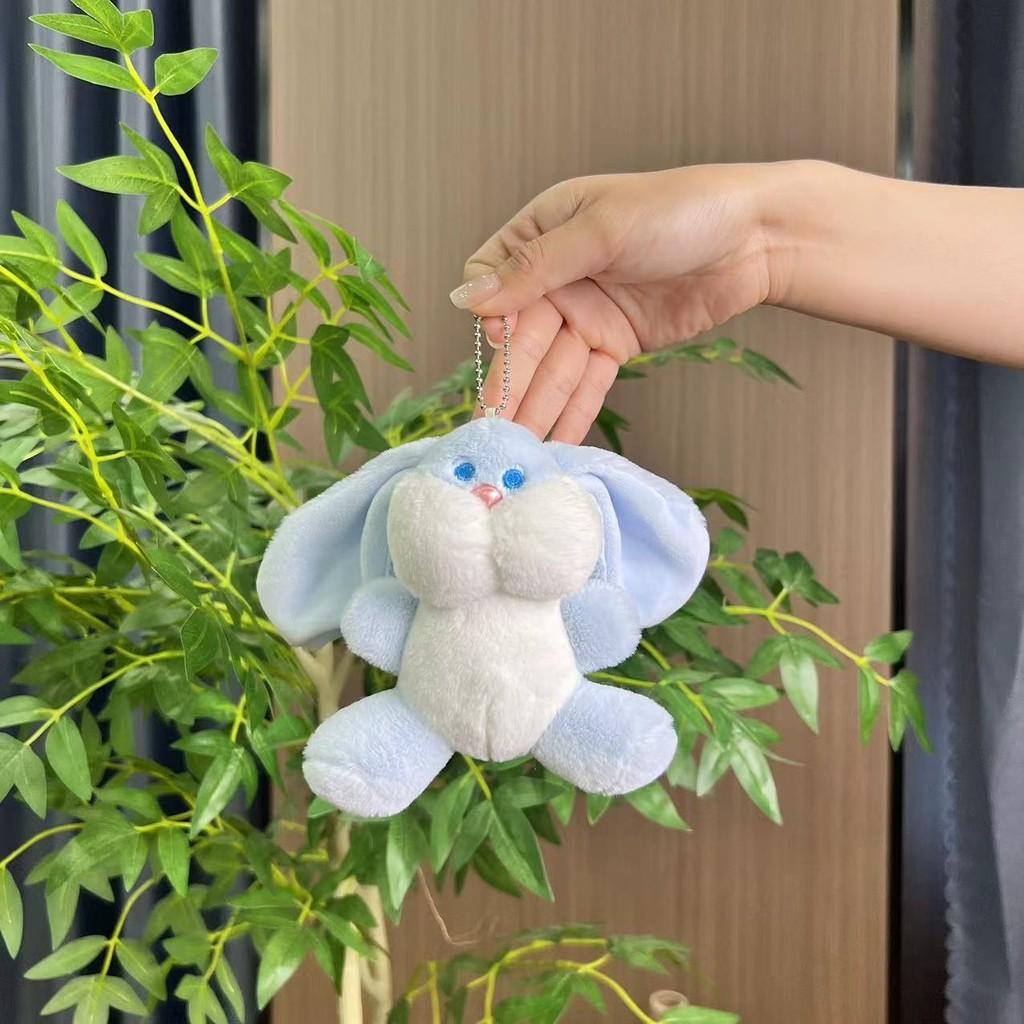 Cute Plush Doudou Rabbit Keychain Delightful Backpack Accessory With Colorful Chain