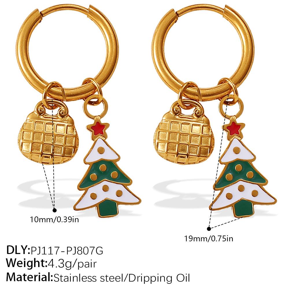 New Europe and America Cross Border Christmas Versatile DIY Pendant Earrings Stainless Steel 18K Gold Plating Atmosphere for