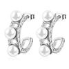 ins French retro premium women's stainless steel inlaid pearl earrings simple trend plated 18K earrings