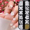 Flowers Nail Art Decorations, White Blossom Beads Pearl Nail Sequins Design Set, Floral Studs Rhinestone Gems for Nail Stickers Decals Foils