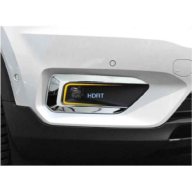 Car Body Front Head Fog Light Lamp Detector Frame Stick ABS Chrome Cover Trim Part 2pcs For VOLVO XC40 2019 2020 Car Accessories