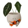Resin Succulent Pot Unique Guitar Boy Shape Smile Face Planter Drainage Design Planter Pots With Drainage Design Flower Planter