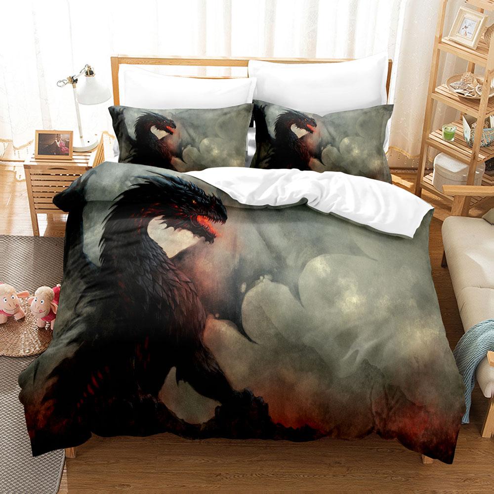 Комплекты постельного белья с 3D-драконом, пододеяльник с наволочкой, двуспальная кровать, двуспальная кровать, постельное белье