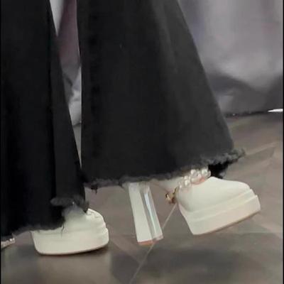 Французские туфли-лодочки из атласа для通勤, женские, весна 2025, новые, на толстом каблуке с одной пуговицей, Мэри Джейн, увеличивающие рост, одинарные туфли