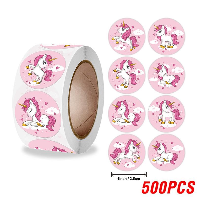 100-500 шт., наклейка с единорогом из мультфильма, детская наградная наклейка, подарочная декоративная этикетка, поощрение учителя, студенческие канцелярские наклейки