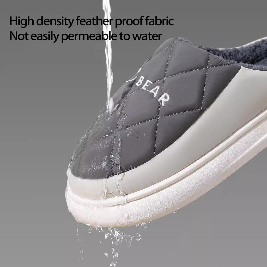 Водонепроницаемые нескользящие хлопковые зимние тапочки для пар - теплая домашняя обувь для женщин