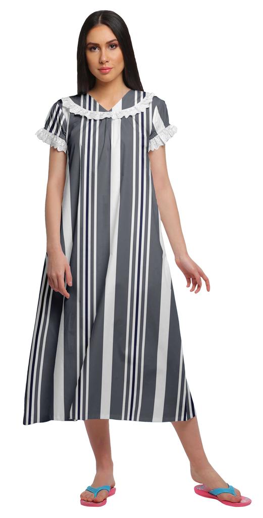 Moomaya Женская ночная рубашка с V-образным вырезом для кормления, хлопковая ночная рубашка А-силуэта с принтом