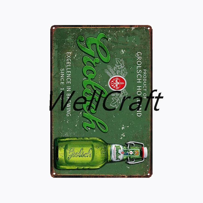 [ WellCraft ] Металлическая табличка Grolsch Винтажная настенная табличка Декор WX-51-1 декор комнаты  винтажный декор  домашний декор  настенный декор