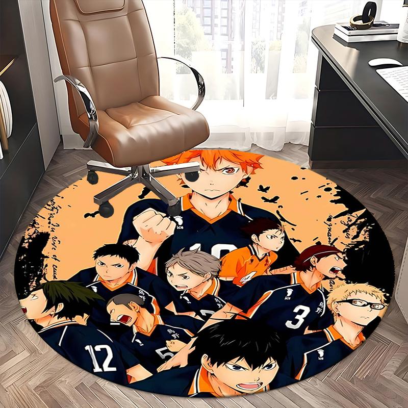 Хайкюу!! Коврик для стула Team Kuroo Круглый ковер-Ковер для офиса, Нескользящий, Подходит для декора гостиных, спален.1205020a