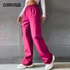 Straight Work Trousers Pockets Elasticated High Waist Casual Women's Pant