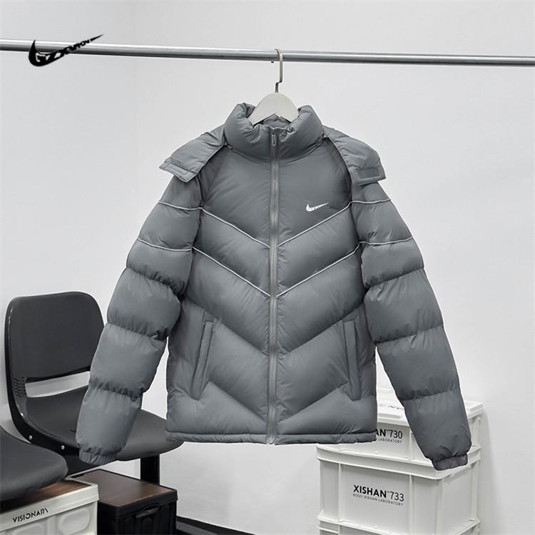 Men's American Style Black Hooded Jacket: Reflective Stand Collar, Winter Cotton, Casual Loose Fit.