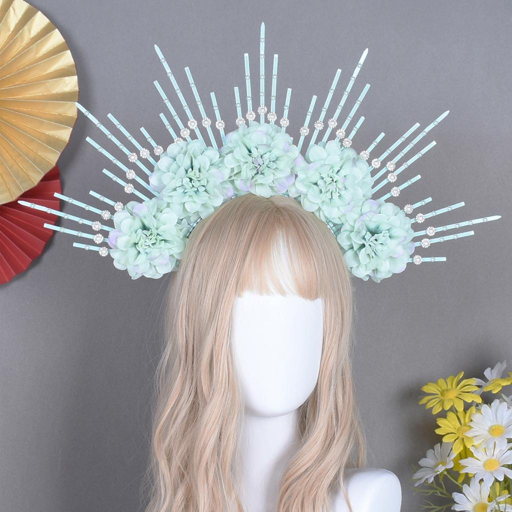 Graceful Floral Hair Garlands Silk Headpiece Ethnic Hair Decoration with Colorful Flowers Floral Charm for Photoshots