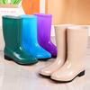 rain shoes women's waterproof and non-slip water shoes medium tube high rain boots adult cotton warm work half bucket shoes