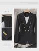 European & American Fashion Slim Suit Jacket with Metal Lion Head Buckle