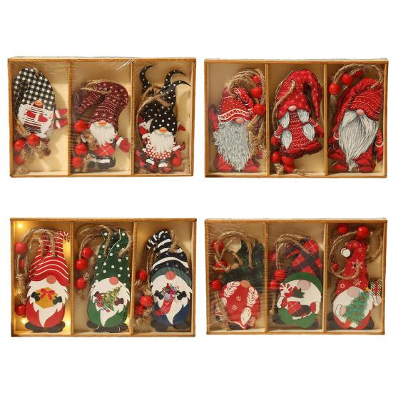 9 шт. Деревянные подвесные украшения на рождественскую елку, ручной работы, украшения в виде кукол эльфов-гномов