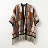 Retro Contrasting Color Plaid Autumn And Winter Men'S And Women'S Double-Sided Shawls With Imitation Cashmere High-End Warm Fringed Scarf Cape