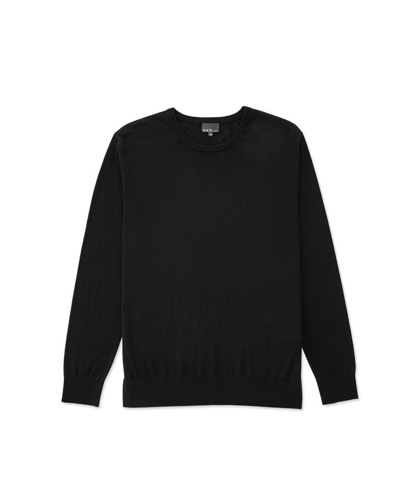 STCO [Black Label] Washable Round Wool Blend Knit Black (Basic Fit)_Sktuz01Nsb
