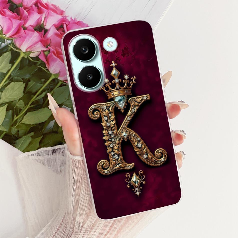 Для Xiaomi Poco X8 Pro Королевская Корона Начальная Буква Чехол для Пары Для POCO X8 Pro Max X8Pro 5G Мягкий Силикон ТПУ Бамперы