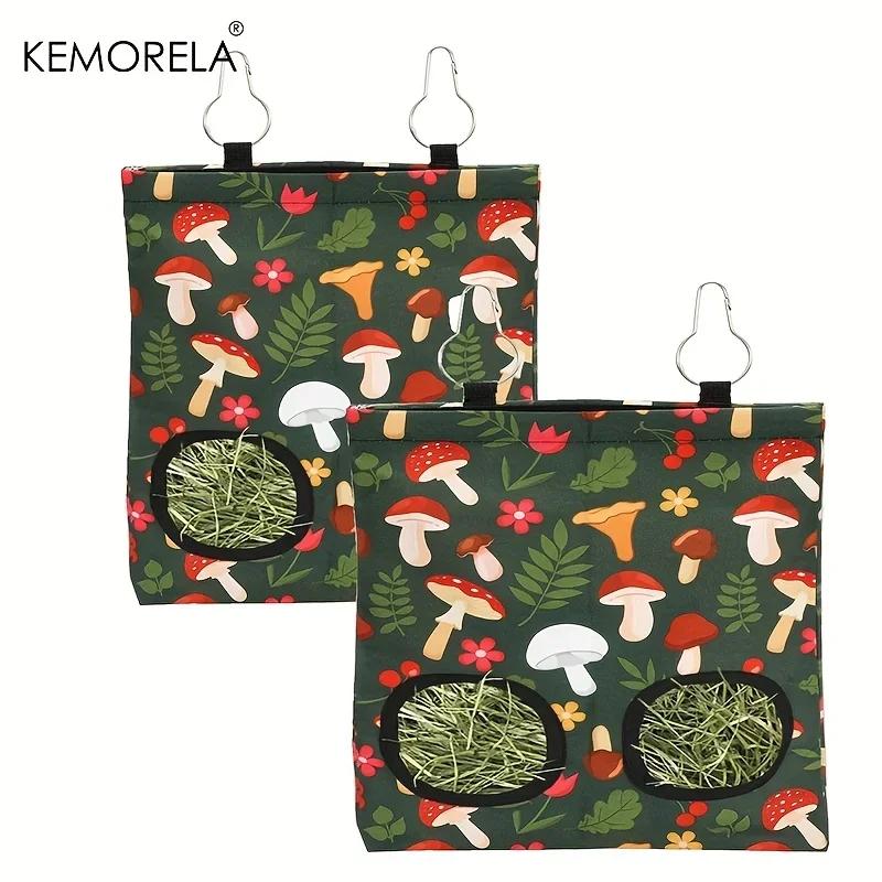 KEMORELA 1/2 шт. Мешок-кормушка для сена кролика с 2 отверстиями Подвесная сумка-кормушка для сена морской свинки Хранение для шиншиллы хомяка кролика