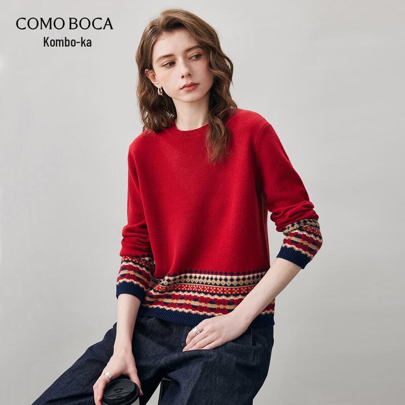 Женский пуловер из 100% шерсти в стиле Fair Isle с круглым вырезом