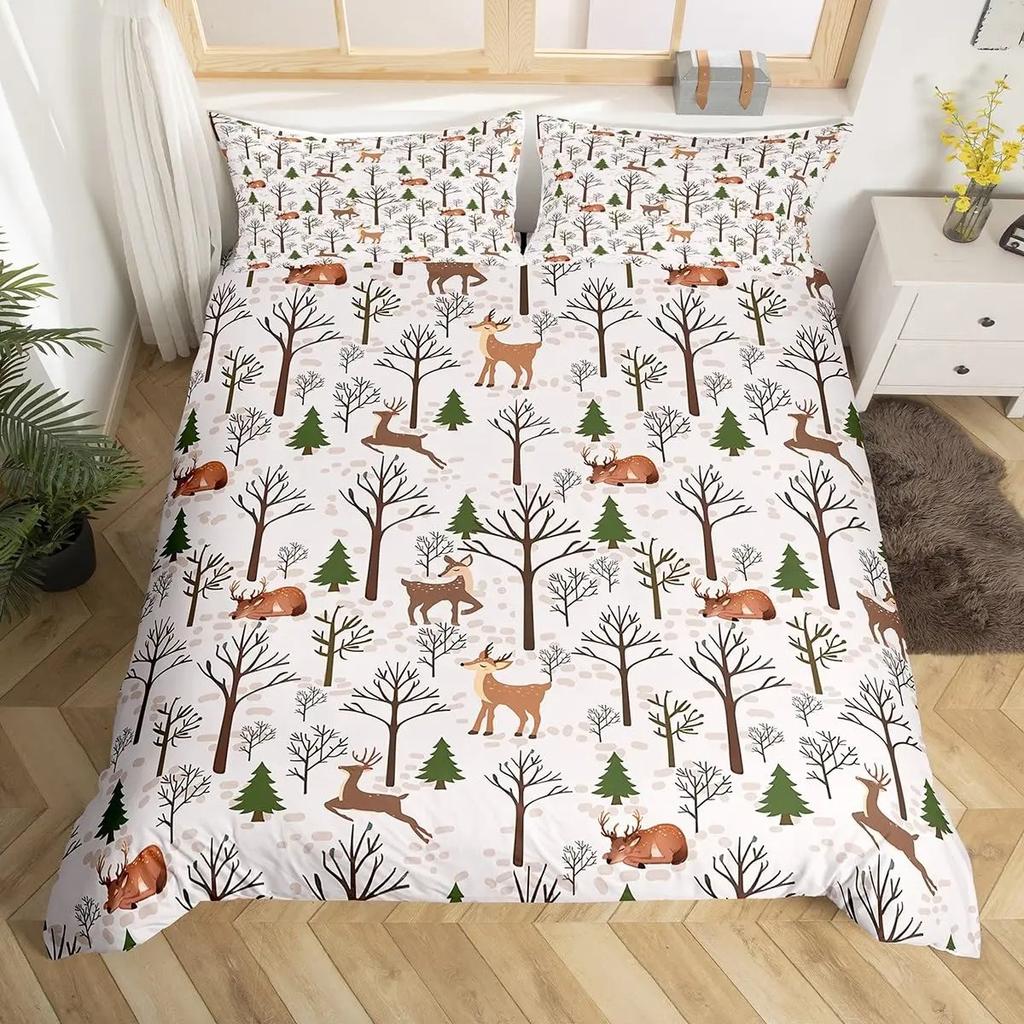 Пододеяльник с изображением оленя и оленя King Queen Farm Deer Forest, комплект постельного белья Moose Wildlife Animal, походное охотничье одеяло