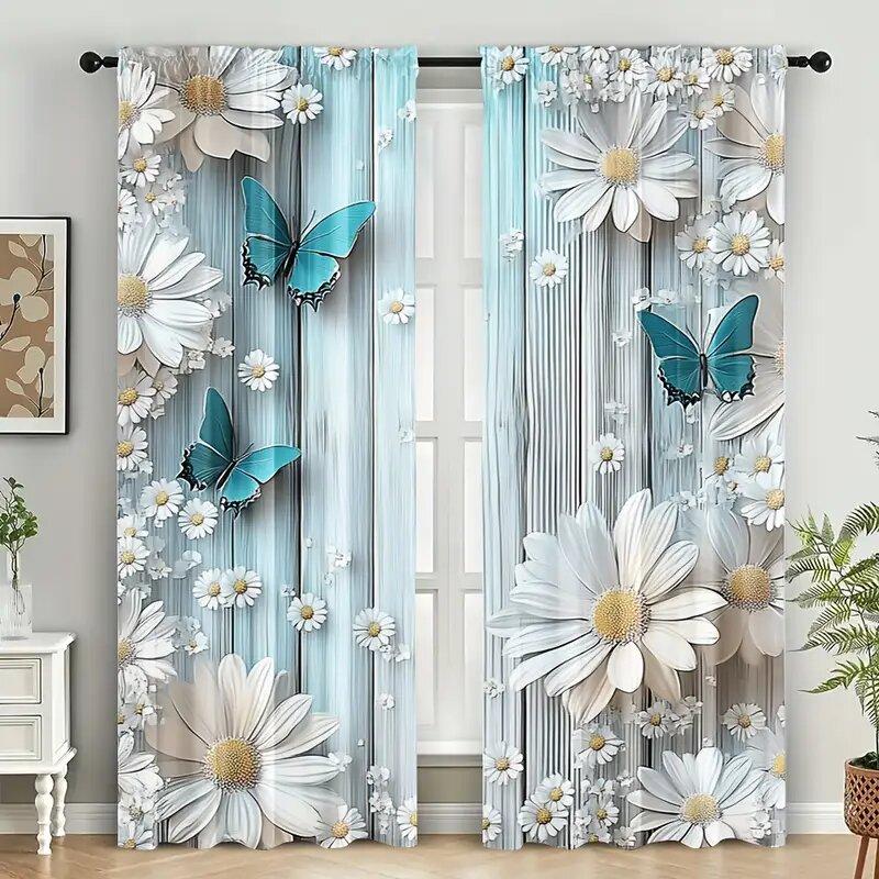 Современные темные шторы с принтом в виде бабочек, оконные украшения, украшения для дома, украшения для комнаты