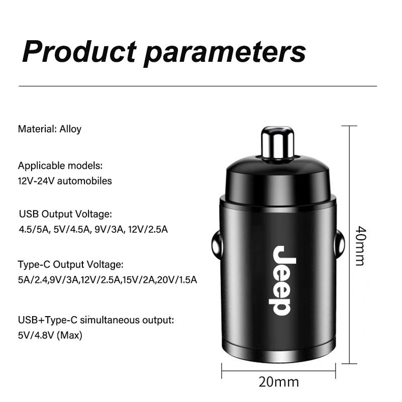 Car Hidden Fast Charger USB Type-C Convert Plug Accessories For Jeep Grand Cherokee Patriot Liberty Wrangler JK Gladiator Compas AMQ1