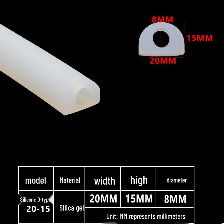 Силиконовая уплотнительная лента D-образной формы: Высокотемпературный, Влагоудерживающий, Самоклеящийся, Противоударный, Амортизирующий для Дверей и Окон