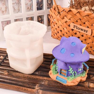 3D грибной дом, силиконовая форма, сделай сам, ароматерапия, гипсовый грибной дом, эпоксидная форма для свечей