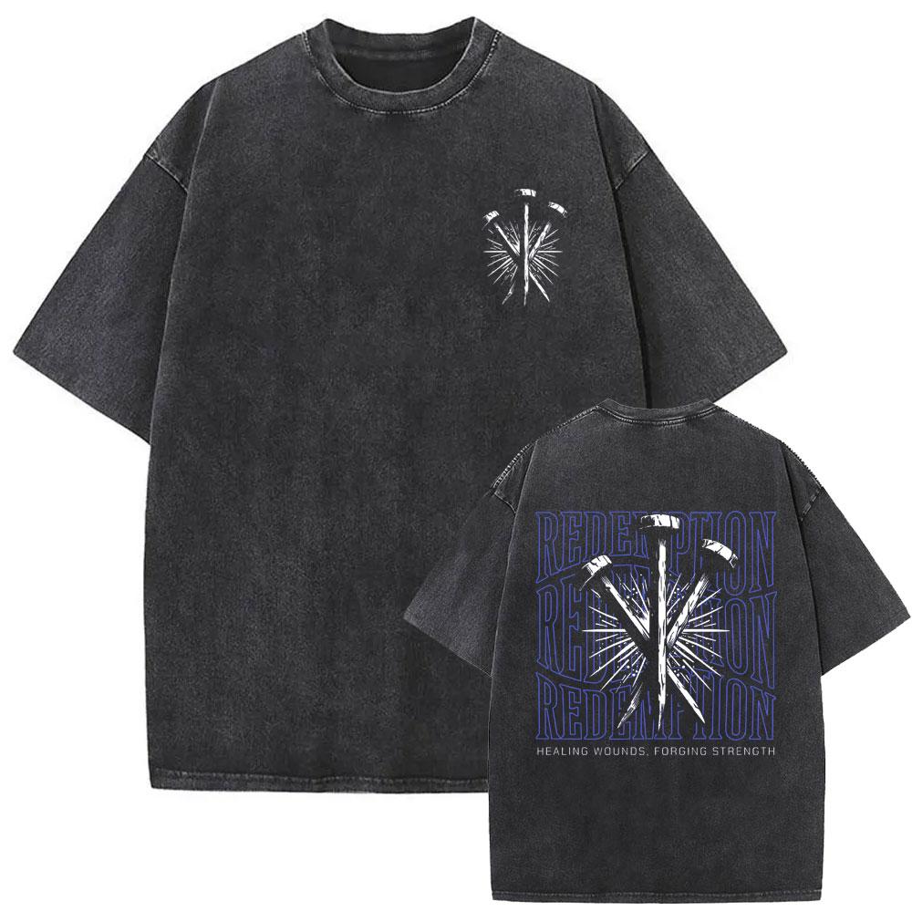 Christian Religious Series Jesus Vintage Washed T-shirt Men Women Gothic Rock Oversized Short Sleeve T Shirts Hip Hop Streetwear