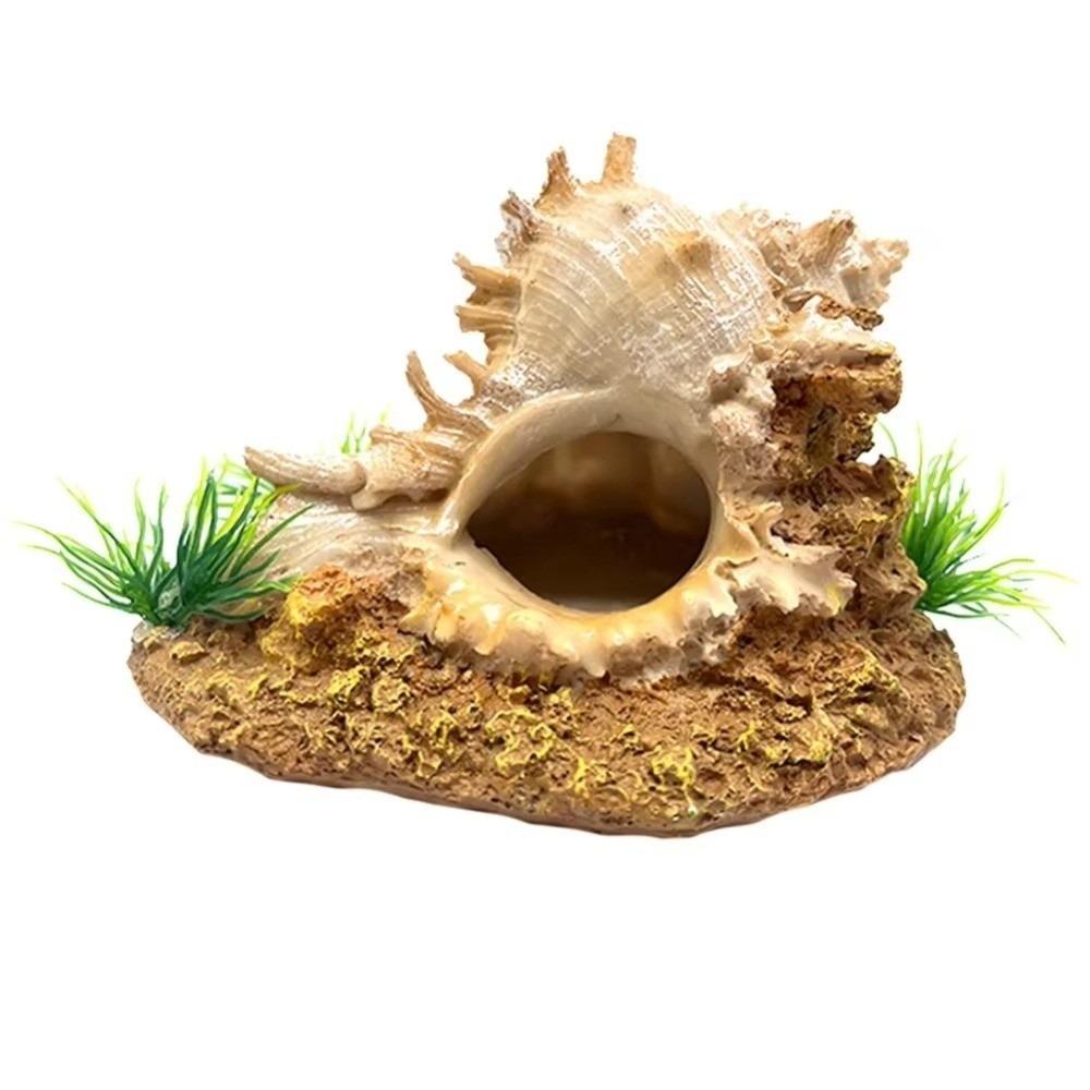 Conch Shape Fish Hideaway Cave Resin Fish Tank Ornaments Shrimp Hiding House  Small Fish Tank