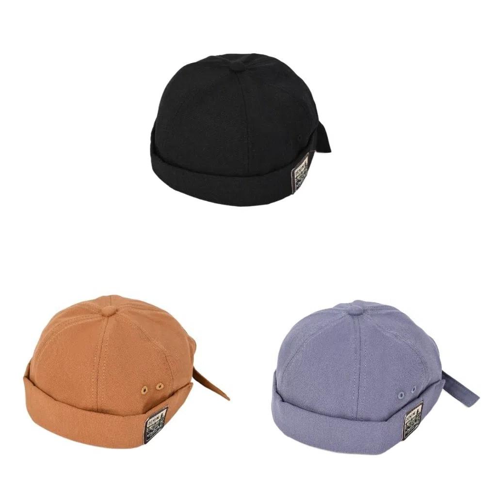 Dome Brimless Hat Unisex Solid Color Bucket Cap Vintage Melon Docker Cap Summer