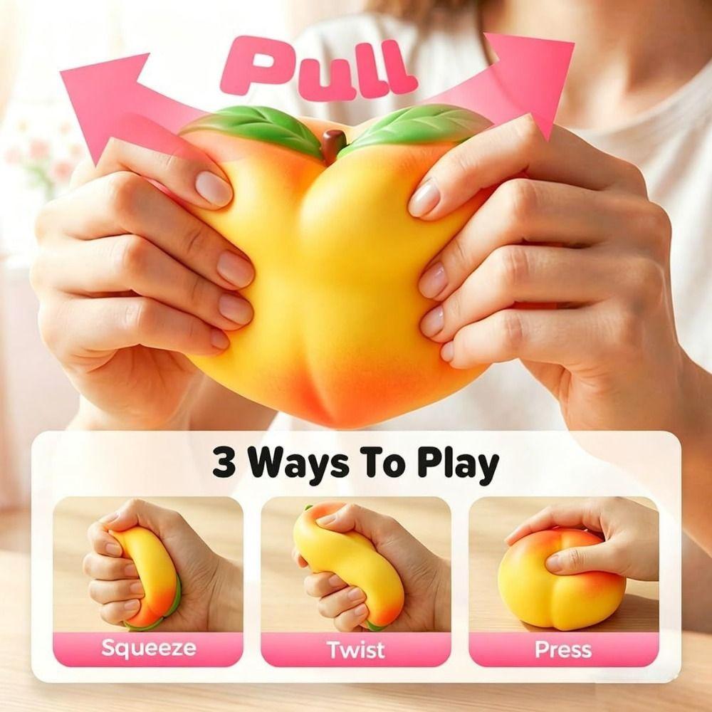 Soft Squeeze Fruit-Shaped Squishy Toy Peach Shaped Anti-Stress Toy Birthday Gift