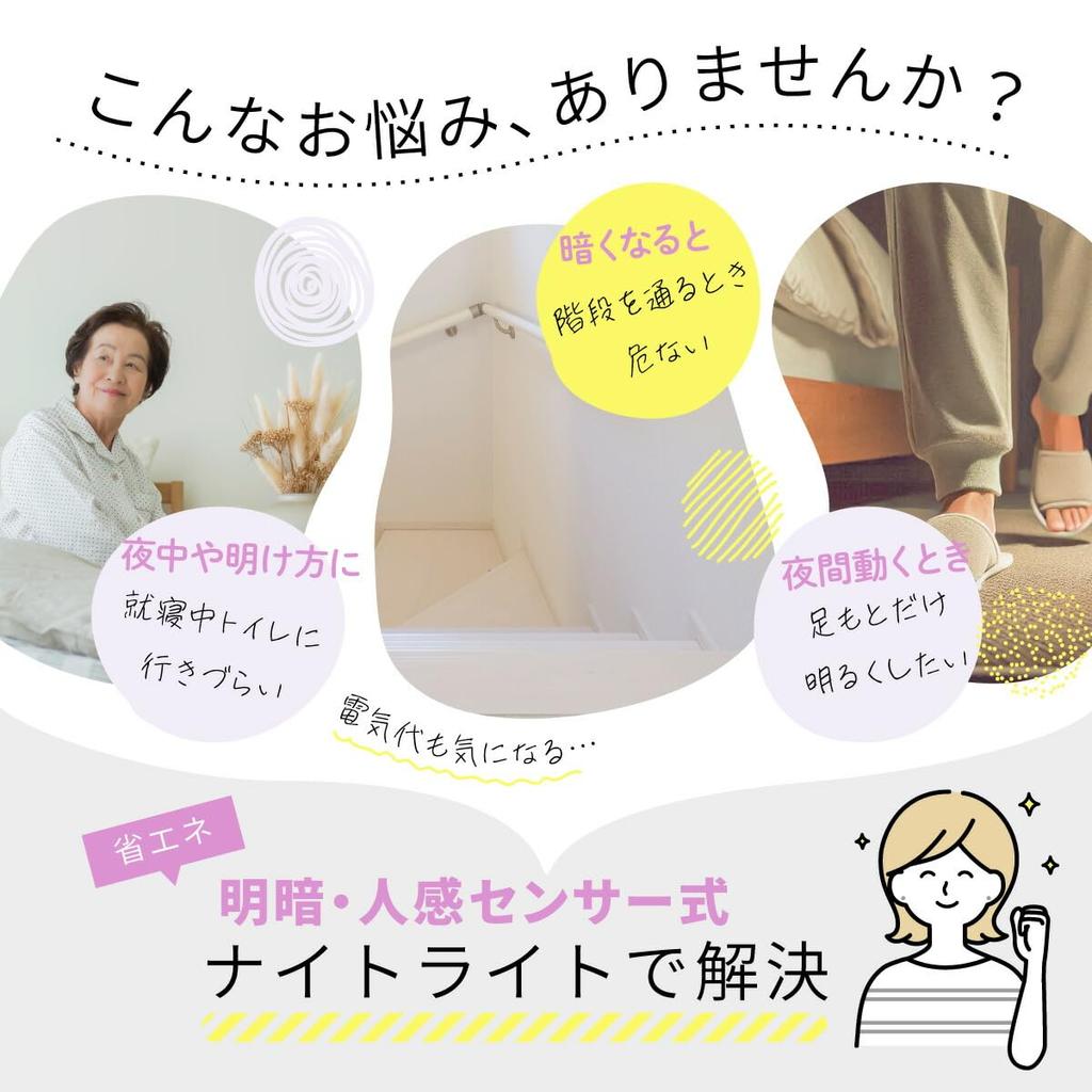 Ohm Ohm Electric Footlight Sensor Night Light Daylight White Footlight Outlet Type AC Powered White (OHM) Light/Dark/Population NIT-ALA6JCL2-WN