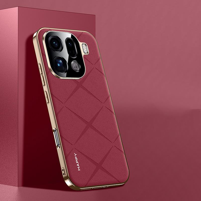Plain Leather + Camera Lens Protection Case For OPPO Find X9 Pro Find X9 X8 Pro X7 Slim Good Texture Cover