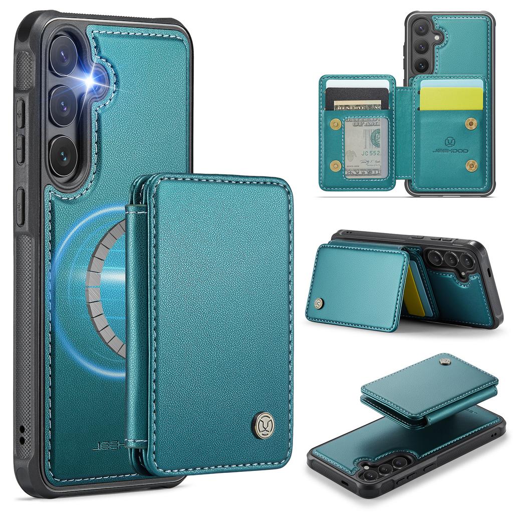 For Samsung Galaxy S25+ Case JEEHOOD J05 Leather Mobile Cover with Detachable Magnetic Card Bag