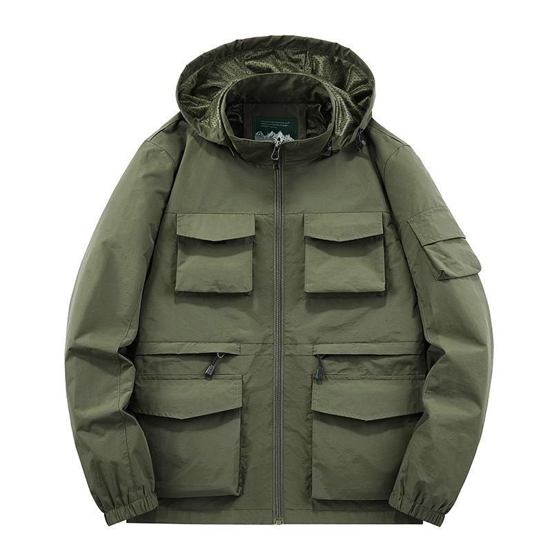 Men's Cotton Windbreaker Spring and Autumn Jacket Bomber Jacket Multi-pocket Men's Tactical Jacket Casual Jacket for Men