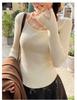 Lace-Trim Patchwork Knit Sweater: Women's Slim-Fit Low Collar Top for Autumn & Winter.