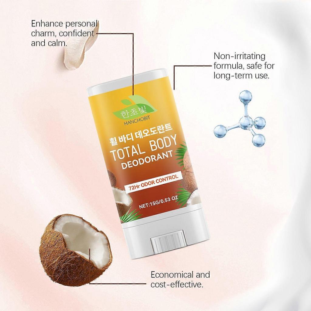 Body care stick with coconut for long-lasting deep cleansing, freshness, non-greasy, and gentle formula.