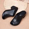 Fashion Thick-heeled Soft Leather Outer Slippers Fish Mouth Comfortable Versatile Mid-heeled Women Sandals Women's Mother's Shoes Women