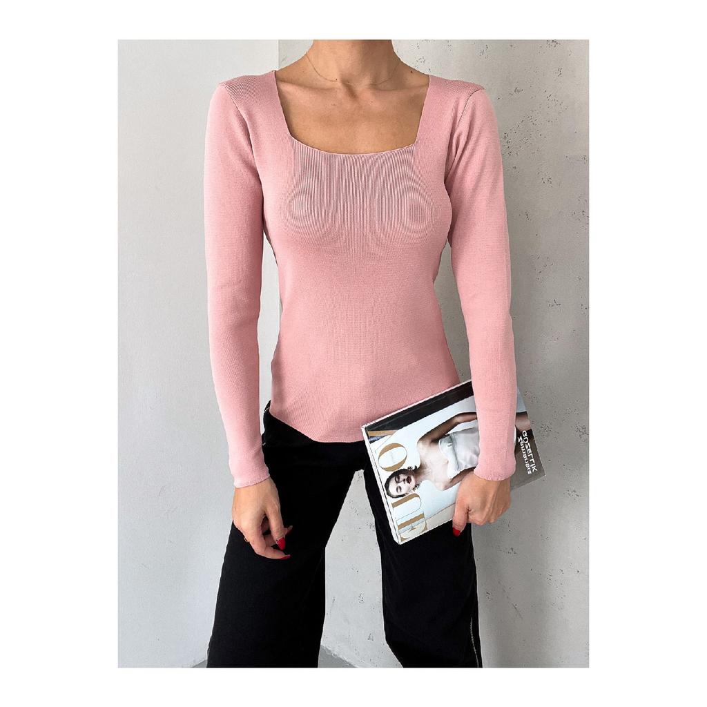 Женский трикотаж с квадратным воротником, сезонный свитер