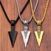 1pc Retro Triangular Spearhead Alloy Arrow Pendant Necklace, Trendy Hip Hop Zircon for Teenagers