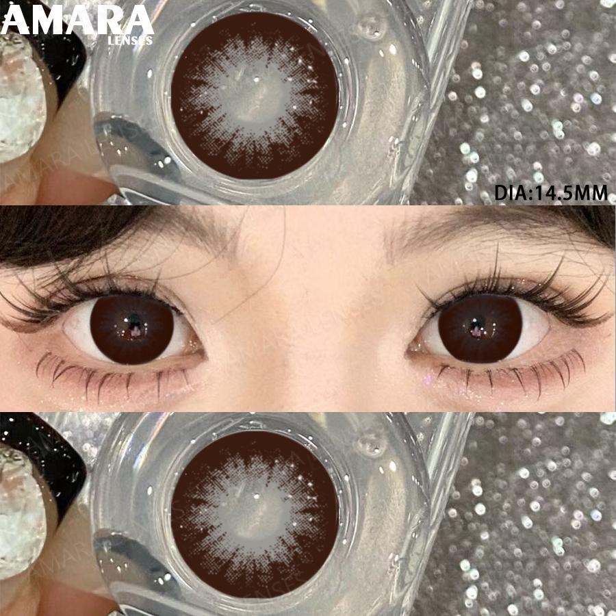 AMARA Модные цветные контактные линзы Коричневые Мягкие линзы Косметические линзы для БОЛЬШИХ ГЛАЗ Зеленый Цвет Контактные линзы для глаз Косметика для глаз Ежегодное использование