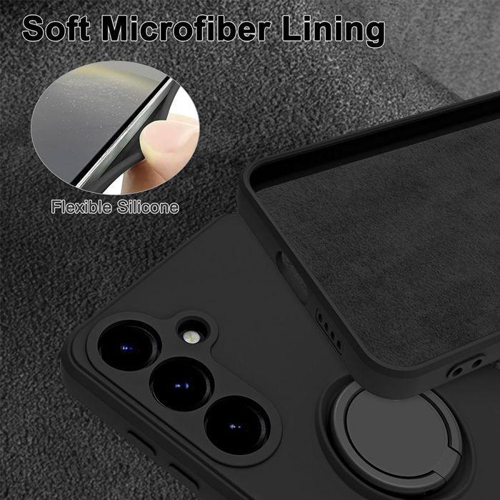 Coque pour Samsung Galaxy S26, Protection Silicone Liquide Slim Léger avec Anneau Rotatif Noir