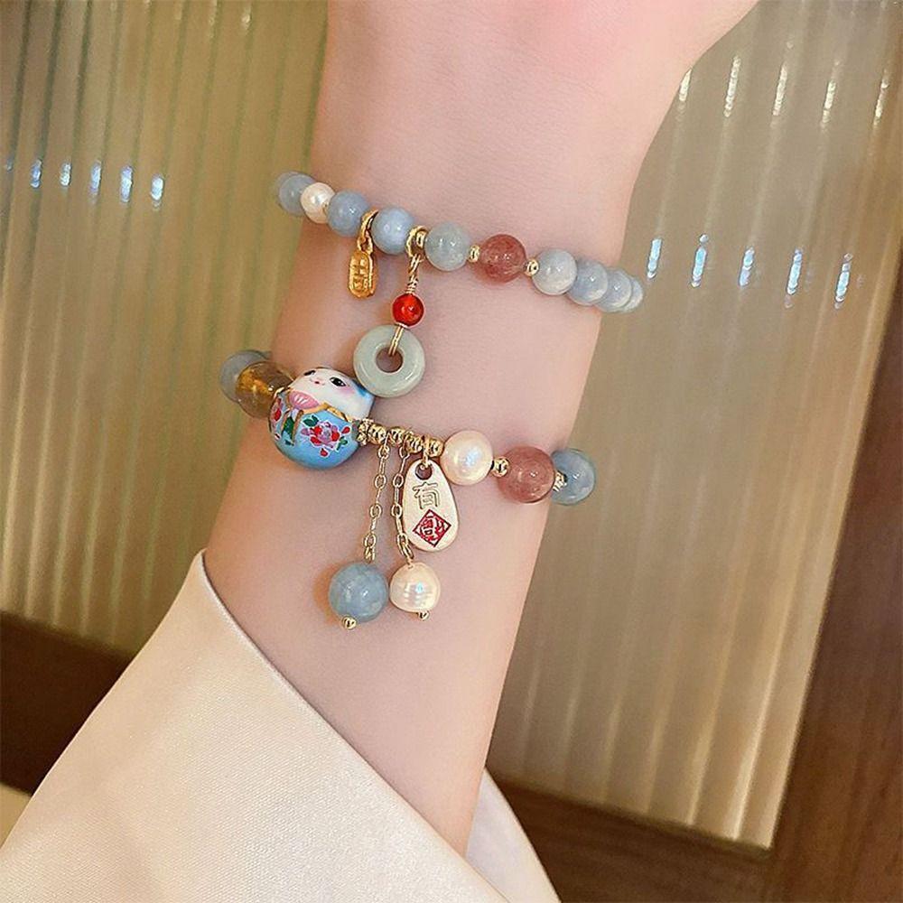 Pearl Emerald Bangles Stone Bracelets Korean Style Bracelets Female Hand Chain Bead Bracelets