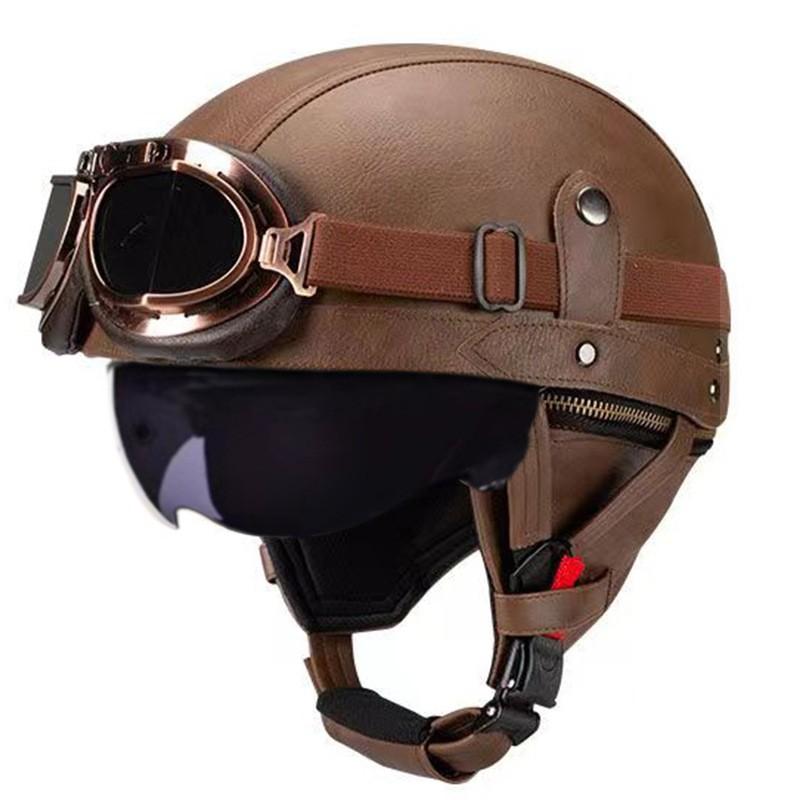Vintage-Style Open Face Motorcycle Helmet Adults Unisex ABS Half With 3C Certification